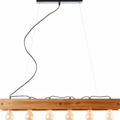 Luminaires Rustiques-Luminaires Brilliant Suspension Brilliant Calandra Bois clair, Noir, 6 lumières