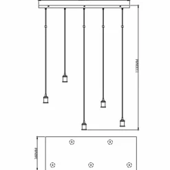 Luminaires Brilliant Suspension Brilliant Darcia Noir, 5 lumières* Suspensions