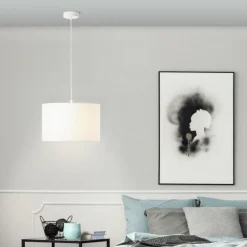 Lampes En Tissu-Luminaires Brilliant Suspension Brilliant Esher Argenté, 1 lumière