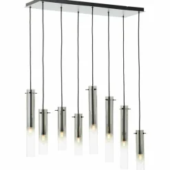 Suspension Verre Fumé-Luminaires Brilliant Suspension Brilliant Glasini Noir, 8 lumières