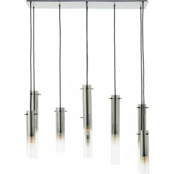 Suspension Verre Fumé-Luminaires Brilliant Suspension Brilliant Glasini Noir, 8 lumières
