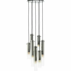 Suspension Verre Fumé-Luminaires Brilliant Suspension Brilliant Glasini Noir, 7 lumières