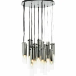 Suspension Verre Fumé-Luminaires Brilliant Suspension Brilliant Glasini Noir, 14 lumières