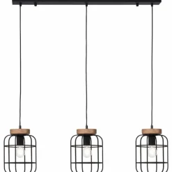 Luminaires Scandinaves-Luminaires Brilliant Suspension Brilliant Gwen Bois clair, Noir, 3 lumières