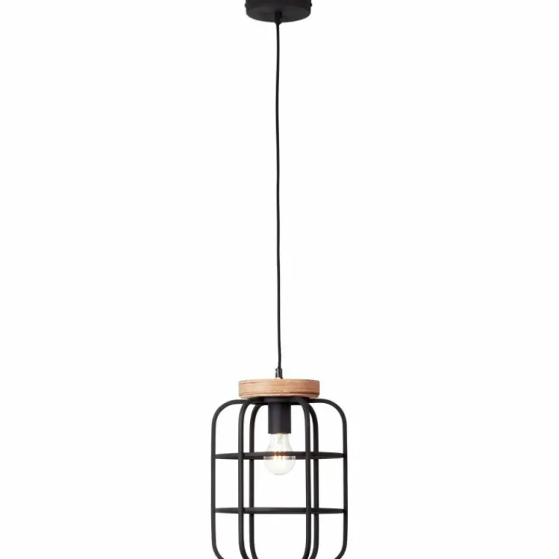 Luminaires Scandinaves-Luminaires Brilliant Suspension Brilliant Gwen Bois clair, Noir, 1 lumière
