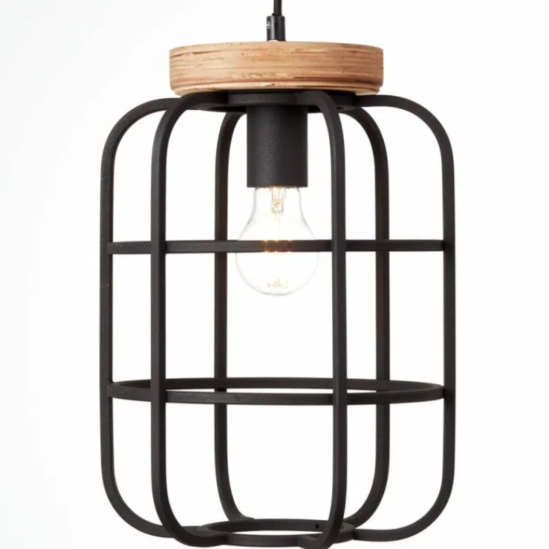 Luminaires Scandinaves-Luminaires Brilliant Suspension Brilliant Gwen Bois clair, Noir, 1 lumière