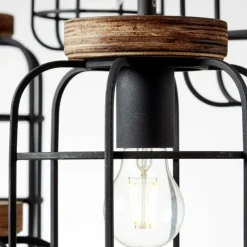 Lampes Industrielles-Luminaires Brilliant Suspension Brilliant Gwen Bois foncé, Noir, 6 lumières