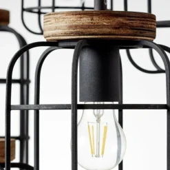 Lampes Industrielles-Luminaires Brilliant Suspension Brilliant Gwen Bois foncé, Noir, 6 lumières