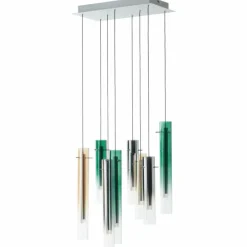 Lampes Dorées-Luminaires Brilliant Suspension Brilliant Inez LED Argenté, 8 lumières