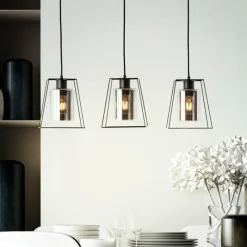Luminaires Scandinaves-Luminaires Brilliant Suspension Brilliant Luxor Noir, 3 lumières