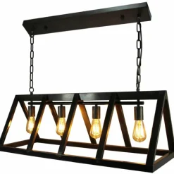 Luminaires Rustiques-Luminaires Brilliant Suspension Brilliant Matrix Acier inoxydable, Noir, 4 lumières