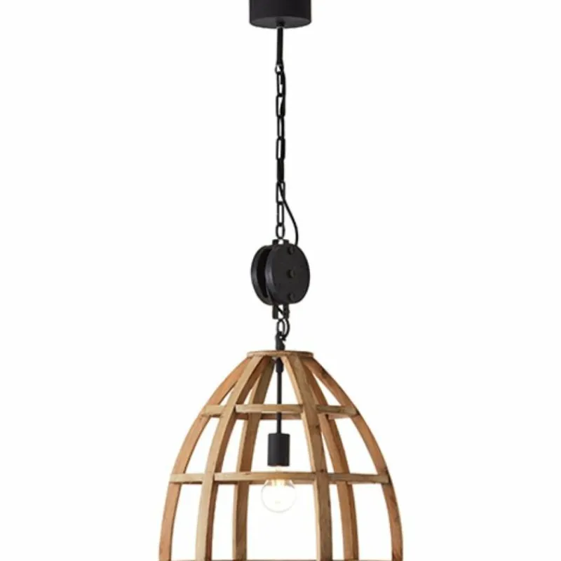 Style Boho-Chic-Luminaires Brilliant Suspension Brilliant Matrix Wood Noir, 1 lumière