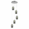 Suspension Verre Fumé-Luminaires Brilliant Suspension Brilliant Metropolis LED Chrome, 5 lumières