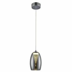 Suspension Verre Fumé-Luminaires Brilliant Suspension Brilliant Metropolis LED Chrome, 1 lumière