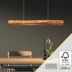 Luminaires Rustiques-Luminaires Brilliant Suspension Brilliant Odun LED Bois clair, Noir, 1 lumière