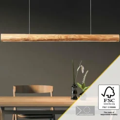 Luminaires Rustiques-Luminaires Brilliant Suspension Brilliant Odun LED Bois clair, Noir, 1 lumière