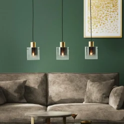 Lampes Dorées-Luminaires Brilliant Suspension Brilliant Osaki Or, 3 lumières