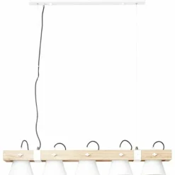 Luminaires Rustiques-Luminaires Brilliant Suspension Brilliant Plow Bois foncé, Blanc, 5 lumières