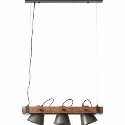 Luminaires Rustiques-Luminaires Brilliant Suspension Brilliant Plow Bois foncé, Noir, 3 lumières