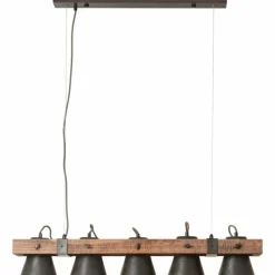 Luminaires Rustiques-Luminaires Brilliant Suspension Brilliant Plow Bois foncé, Noir, 5 lumières