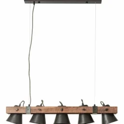 Luminaires Rustiques-Luminaires Brilliant Suspension Brilliant Plow Bois foncé, Noir, 5 lumières