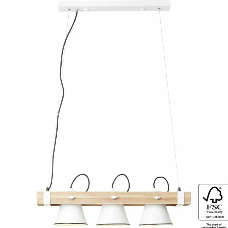 Luminaires Scandinaves-Luminaires Brilliant Suspension Brilliant Plow Bois clair, Blanc, 3 lumières