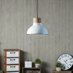 Luminaires Rustiques-Luminaires Brilliant Suspension Brilliant Pullet Bois foncé, Blanc, 1 lumière