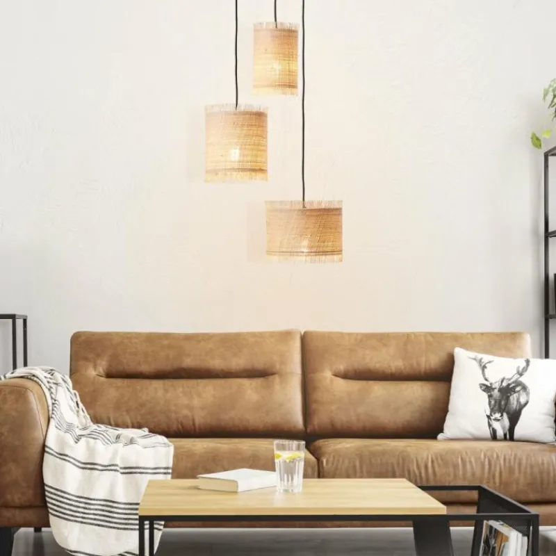 Luminaires Rustiques-Luminaires Brilliant Suspension Brilliant Raffy Noir, 3 lumières