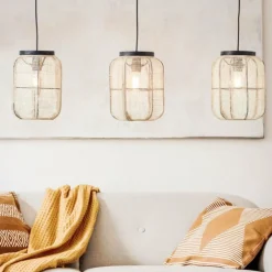 Lampes En Tissu-Luminaires Brilliant Suspension Brilliant Tannah Noir, 3 lumières