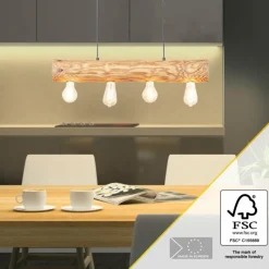 Luminaires Rustiques-Luminaires Brilliant Suspension Brilliant Trabo Bois clair, Noir, 4 lumières