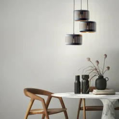 Lampes Dorées-Luminaires Brilliant Suspension Brilliant Tyas Noir, 3 lumières