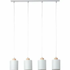 Lampes En Tissu-Luminaires Brilliant Suspension Brilliant Vonnie Gris, Bois clair, 4 lumières