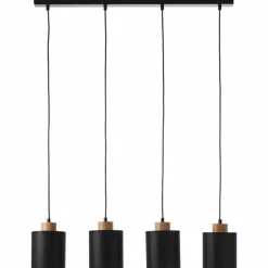 Lampes En Tissu-Luminaires Brilliant Suspension Brilliant Vonnie Bois clair, Noir, 4 lumières