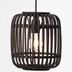 Luminaires Rustiques-Luminaires Brilliant Suspension Brilliant Woodrow Bois foncé, Noir, 1 lumière