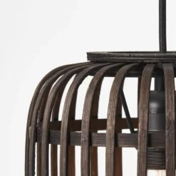 Luminaires Rustiques-Luminaires Brilliant Suspension Brilliant Woodrow Bois foncé, Noir, 1 lumière