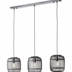 Luminaires Rustiques-Luminaires Brilliant Suspension Brilliant Woodrow Bois foncé, Noir, 3 lumières