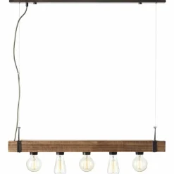 Luminaires Scandinaves-Luminaires Brilliant Suspension Brilliant Woodhill Bois foncé, Noir, 5 lumières