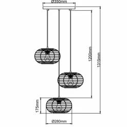 Luminaires Scandinaves-Luminaires Brilliant Suspension Brilliant Woodball Noir, 3 lumières