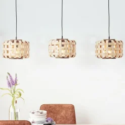 Luminaires Rustiques-Luminaires Brilliant Suspension Brilliant Woodline Noir, 3 lumières