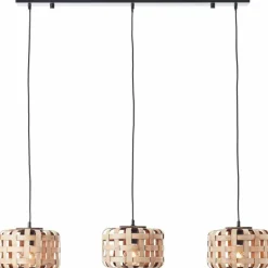 Luminaires Rustiques-Luminaires Brilliant Suspension Brilliant Woodline Noir, 3 lumières