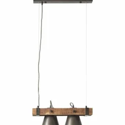Lampes Industrielles-Luminaires Brilliant Suspension Brilliant-Leuchten Decca Bois foncé, Noir, 2 lumières