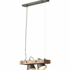 Lampes Industrielles-Luminaires Brilliant Suspension Brilliant-Leuchten Decca Bois foncé, Noir, 2 lumières