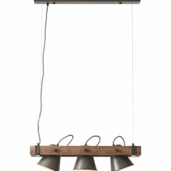 Lampes Industrielles-Luminaires Brilliant Suspension Brilliant-Leuchten Decca Bois foncé, Noir, 3 lumières