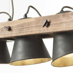Lampes Industrielles-Luminaires Brilliant Suspension Brilliant-Leuchten Decca Bois foncé, Noir, 3 lumières