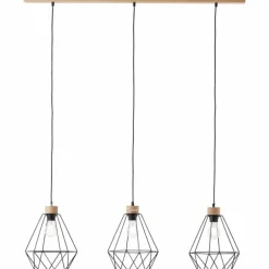 Lampes En Bois-Luminaires Brilliant Suspension Brilliant-Leuchten Drewno Bois clair, Noir, 3 lumières