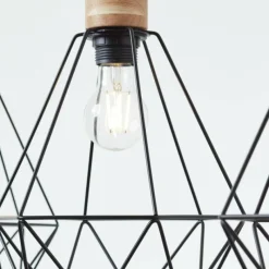 Lampes En Bois-Luminaires Brilliant Suspension Brilliant-Leuchten Drewno Bois clair, Noir, 3 lumières