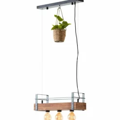 Style Boho-Chic-Luminaires Brilliant Suspension Brilliant-Leuchten Bankwood Noir, 3 lumières