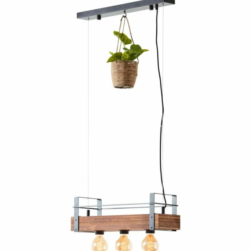 Style Boho-Chic-Luminaires Brilliant Suspension Brilliant-Leuchten Bankwood Noir, 3 lumières