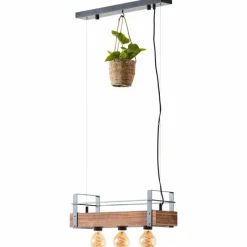 Style Boho-Chic-Luminaires Brilliant Suspension Brilliant-Leuchten Bankwood Noir, 3 lumières