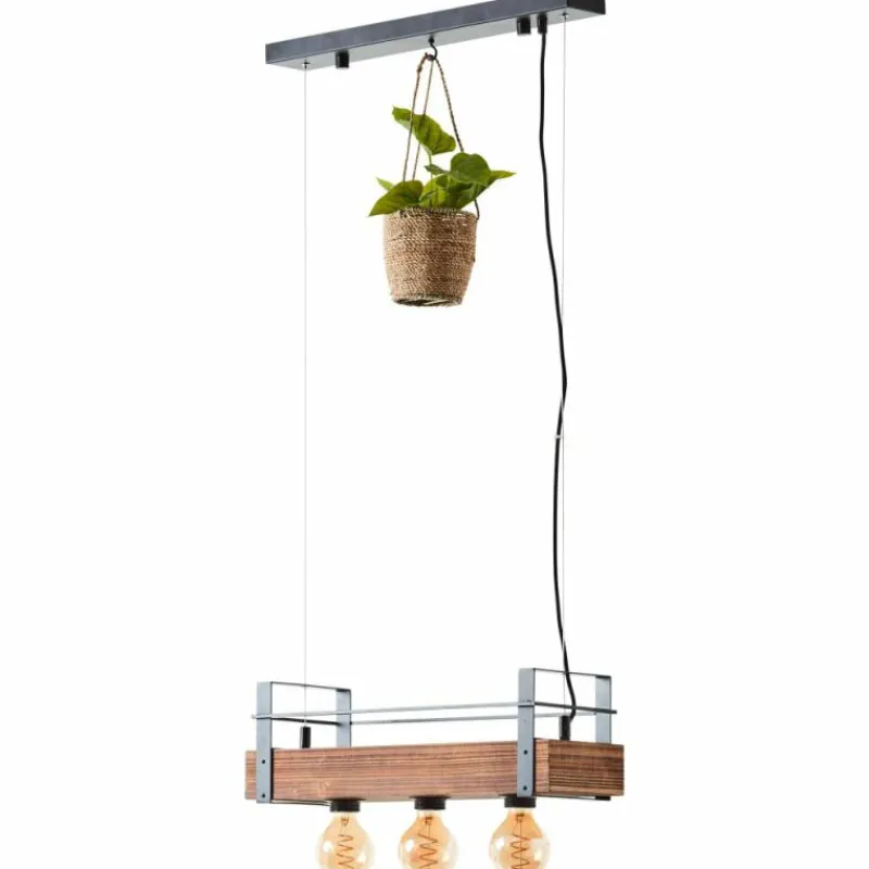 Style Boho-Chic-Luminaires Brilliant Suspension Brilliant-Leuchten Bankwood Noir, 3 lumières